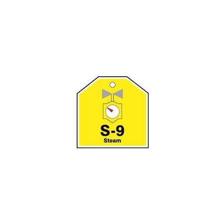 Accuform Energy Source ID Tag, S-9 STEAM, 2.5in x 2.5in, Adhesive Dura-Poly, 5PK TDJ109XVM